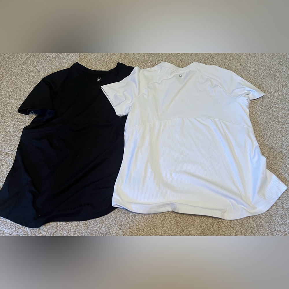 Spyder Black and White Ribbed Short Sleeve Tops - Pair
